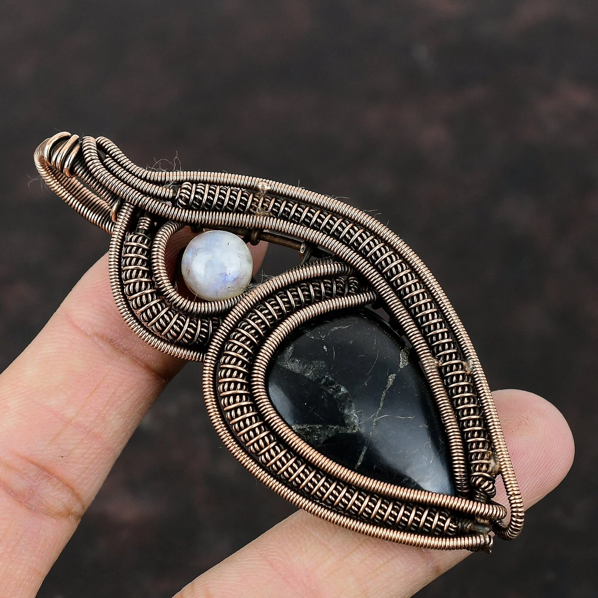 Women Day Gift Shungite Jewelry Copper Mom Gift Wire Wrapped