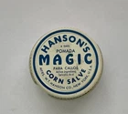 Vintage Hanson’s Magic Corn Salve Milk Glass Jar With Metal Lid