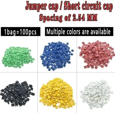 CRYSTAL 100PC Mini Micro 2.54mm Standard PCB Shunts Short Jumper wire Caps 6 COLOR