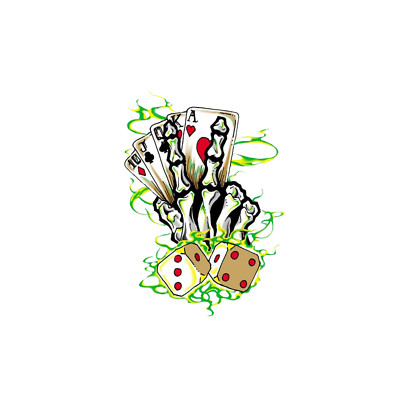 Skeleton Hand Dice Luck (3 Inch) Street Art Urban Edgy Hip Hop Grunge Bold Color