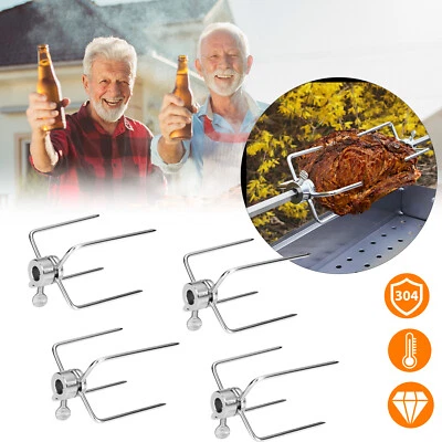 FROADP 4 pcs BBQ Fleischnadeln Fleischnadel Fleischklammer Drehspieß Grill Halter NEU