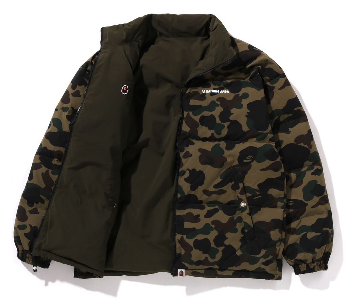 A BATHING APE Men's 1ST CAMO REVERSIBLE DOWN JACKET
