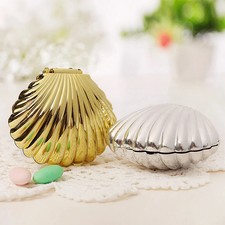 2PCS Gold Silver Shell Plastic Candy Boxes Wedding Gift Box JewelryBox Organizer