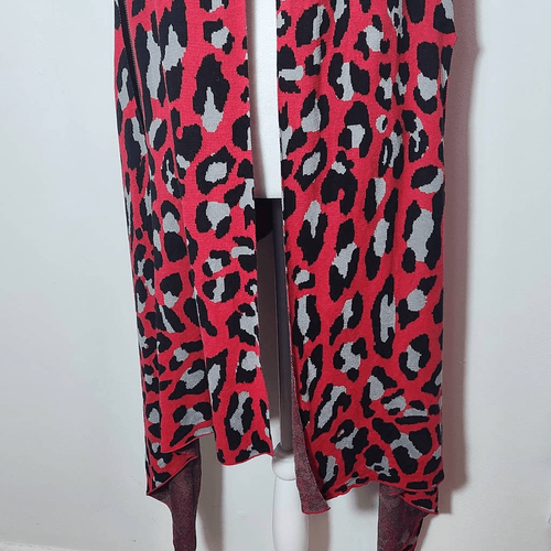 Colleen Lopez Red Leopard Print Open Front Shrug Size XL/1X Red Leopard Cardigan - Picture 4 of 7
