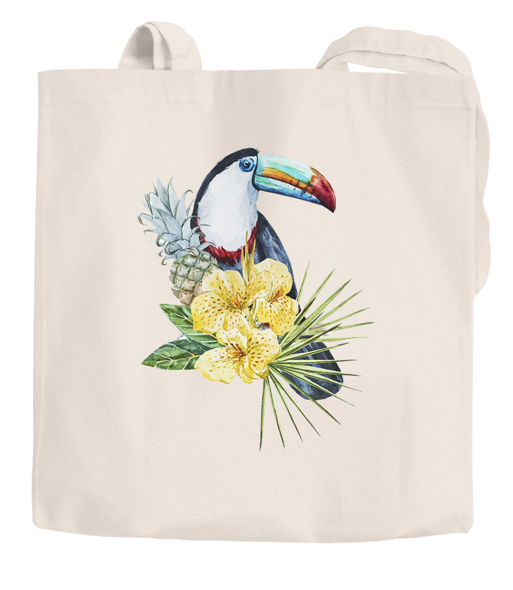Jutebeutel Tucan Ananas Tropical Summer Jungle Paradise Pineapple