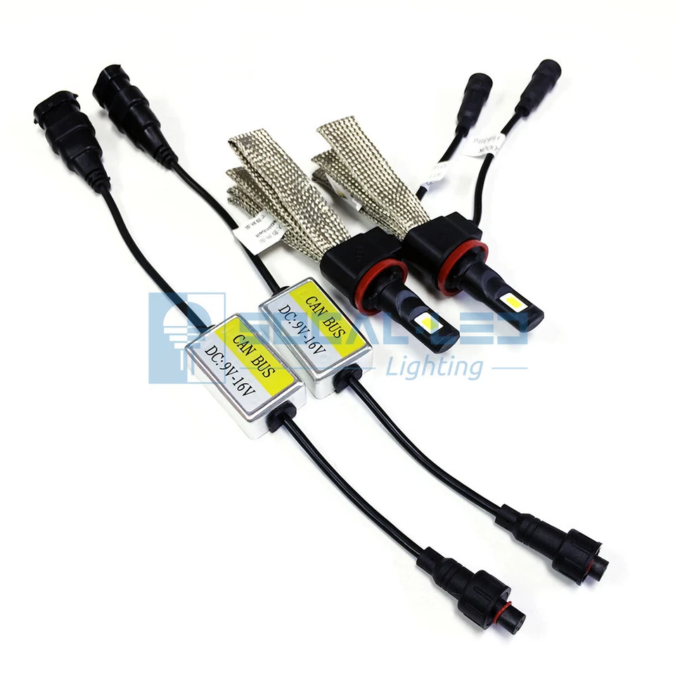 Комплект светодиодных противотуманных фар без вентилятора H11 6000K ксеноновые белые Canbus - Изображение 2 из 4