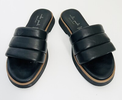 MILA PAOLI Women s Open Toe Slip On Sandal SIZE 7 1/2 LEATHER SOCK