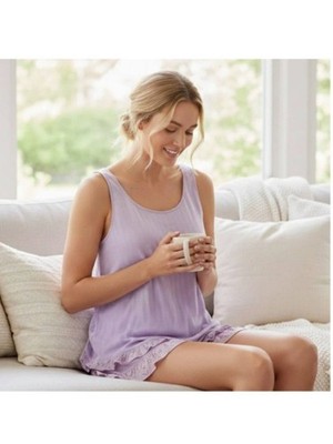 You Say Women's Lilac Purple 2 Pc. Loungewear PJ Set Shorts/Top Large NWT