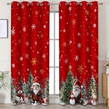 Christmas Curtains 63 Inches Long, Living Room 100 Blackout Curtains Room Da...