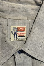 VINTAGE 1950s LEVI'S SADDLEMAN GABARDINE SAWTOOTH WESTERN SHIRT BLUE ATOMIC SLUB