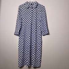 Talbots Shibori Star Jersey Shirtdress blue white geometric print Sz XL
