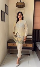 Women Premium Embroidered Kurta Pant Set Elegant Casual Ethnic Tunic Outfit