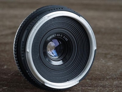 Triplet-69 40mm f/4 Canon EOS-mount swirly-square bokeh black