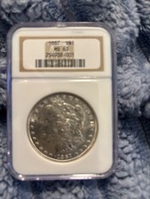 $1 1887 P Morgan Dollar NGC MS 63 Nearly Proof Like Brilliant 