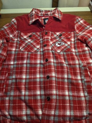 Kansas City Chiefs G-III Mens Red Plaid Black Shirt Jacket Size Medium Small NWT