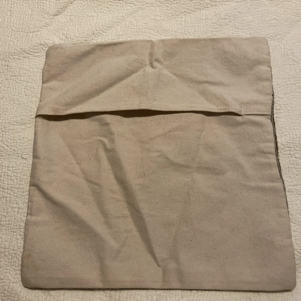 Vtg Hand Embroidery Cushion Cover Boho Floral 15”x15.5” Decorative Pillow Case - Image 3 of 4