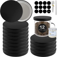 Oui Yogurt Jar Lids metal - 12 Pack Oui Lids Black lids with gasket for Yoplait 