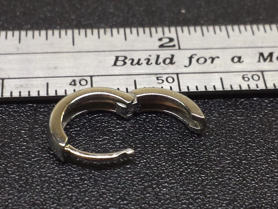 PAR DE ARETES HUGGIE con bisagras aro 950 lisos 11,5 mm 1/2" EE. UU. PULIDOS Foto 4 de 4