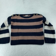 Madewell Sweater Women Medium Colorful Striped Shoulder Button Calloway Boatneck