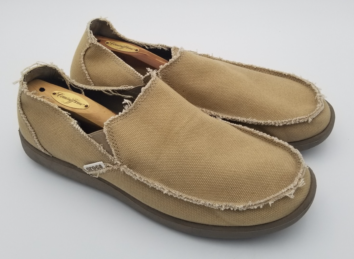 Men’s Crocs Santa Cruz Slip-On Loafers | Casual Comfort Shoes | 15 | Khaki | EUC New Crocs Santa Cruz Loafers Shoes All Men main image 3