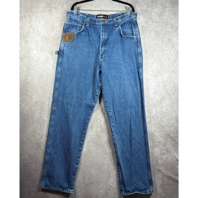 Wrangler RIGGS Workwear Work Horse Jeans Men 38X36 Blue Denim Relaxed Fit Cowboy