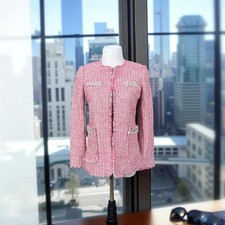 Rebecca Taylor Women's 00 Pink Tweed Blazer Chanel vibes Clueless Classic Career