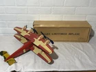 Louis Marx 4-Motored Biplane U.S. Mail TWA Tin Windup Original Box 18” Wingspan