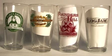 Closed micro beer, brewery pint glasses, mixed, your choice, pick 6 of 11