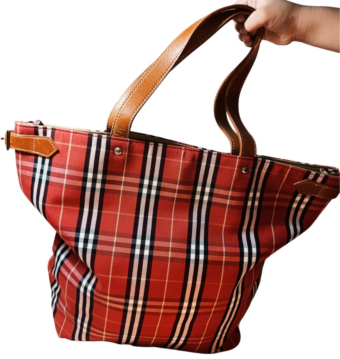 Burberry Blue Label Red Nova Check Tote Bag | eBay
