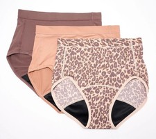 Breezies Set of 3 Leak Proof Full Brief Panties Tonal Pack M New