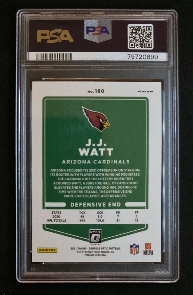 PSA 10: 2021 Donruss Optic - JJ Watt #180 Rocket SP Prizm *POP 2* Foto 2 de 2