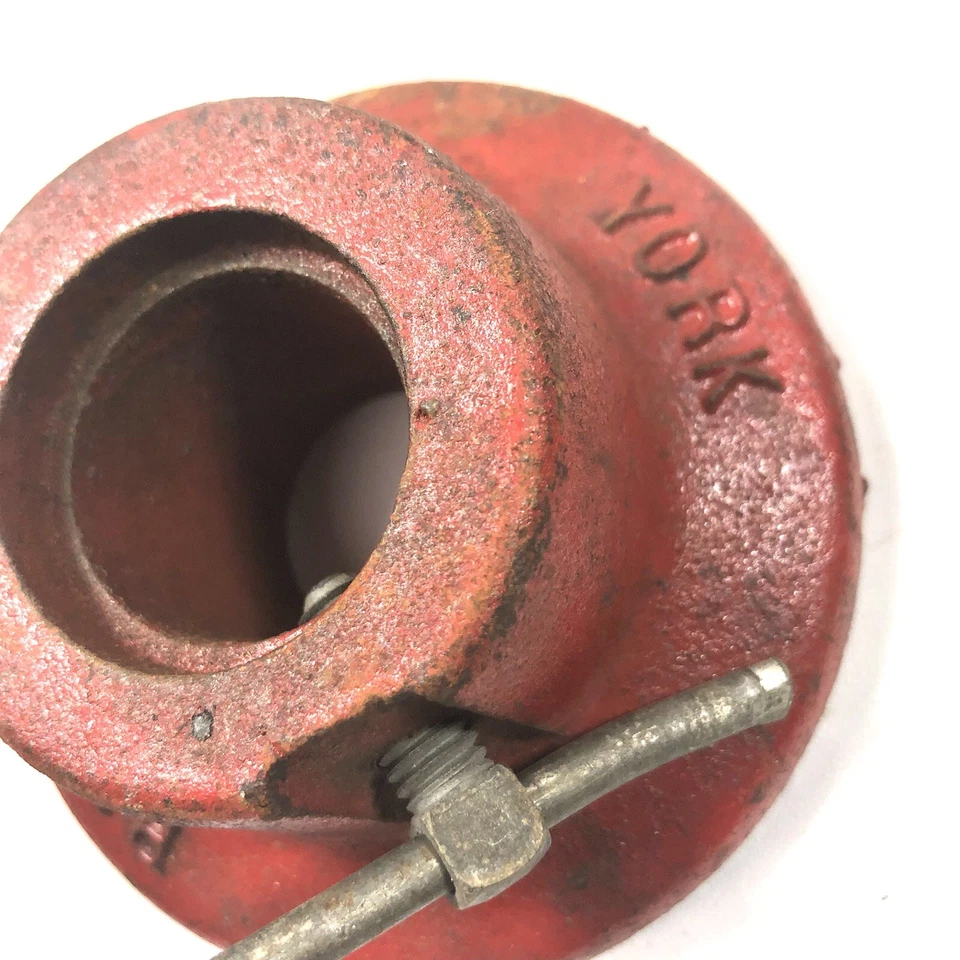 Par de collares York Barbell vintage de 2,36 lb tamaño estándar 1" agujero rojo (2) Foto 3 de 4