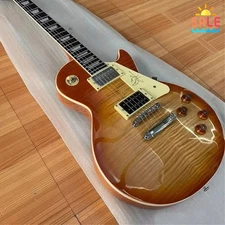 Best Seller LP Jimmy Page Honey Burst Flame Maple Top Electric Guitar HH Pickups
