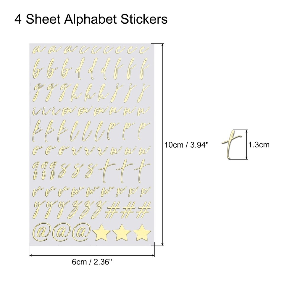4 Sheets Cursive Letter Stickers for Resin Nails Gold Metallic Alloy | eBay