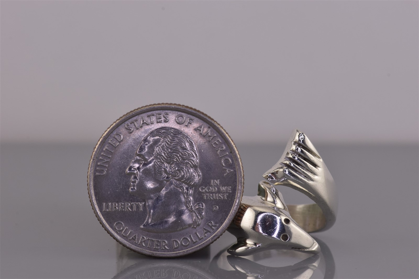 Sterling Silver 20mm Solid Dimensional Dolphin Wr… - image 8