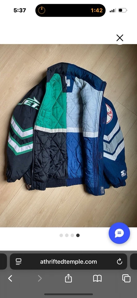 New York Jets/Yankees Sewn Together Starter Jacket 1 of 1 - Image 4 of 4