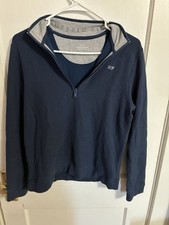 Vineyard Vines Kids Pima Cotton Knit 1/4 Zip Mock Neck Shirt Navy Blue L