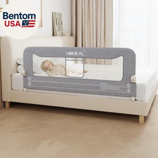 Bed Rail for Toddlers, 59" Extra Long Swing down Bed Guard with Double Reinforce
