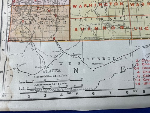 1906 Color Map SOUTH DAKOTA 20" x 14" Counties, Historical Points of Interest - Picture 3 of 12