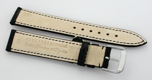 Echtes RIOS BRILLIANT ALLIGATOREN-Lederband 18 mm Schließe Edelstahl Art Manuel - Picture 2 of 2
