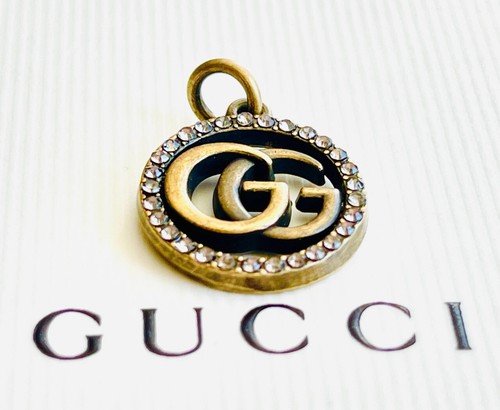 1 Gucci zipper pull pendant bronze & crystals vtg - Picture 2 of 7