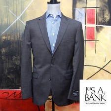 Jos A Bank Mens Slim Fit Blazer Sport Coat Grey 100 Wool 44L