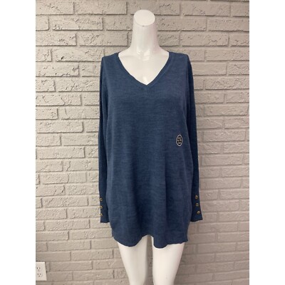 Lily Morgan Blue Knit Long Sleeve Sweater Size XL