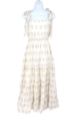 Athena Procopiou Dress Womens 1 US Small Western Tiered Shoulder Tie Festival