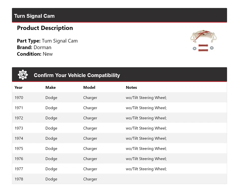 Cámara de señal de giro para Dodge Charger Dorman 1970-1978 1971 1972 1973 1974 1975 1976 Foto 2 de 4