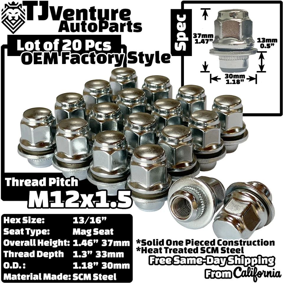 20 хромированных зажимных гаек 12x1,5 от оригинального производителя для Jaguar S-Type F-Type XJ XF XK C2C35294010 - Изображение 2 из 4