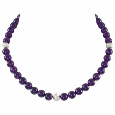 Debutant Amethyst Halbedelstein Perlen silberfarben Halskette