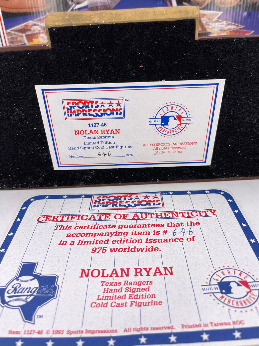 Sports Impressions *Nolan Ryan Hand Signed LE #/975 Cold Cast