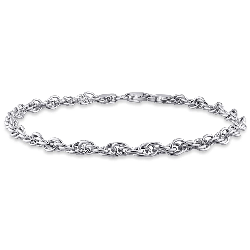 Amour Sterling Silver 3.7mm Singapore Link Anklet - 9 in