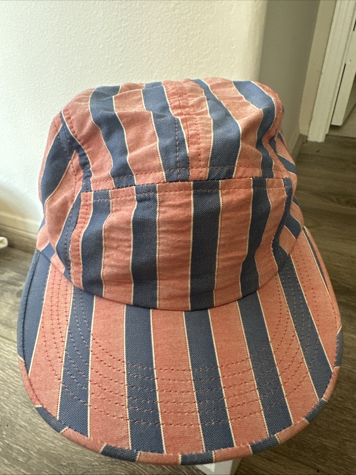 Maison Kitsune Striped Five Panel Cap, Size One Size Cotton EUC